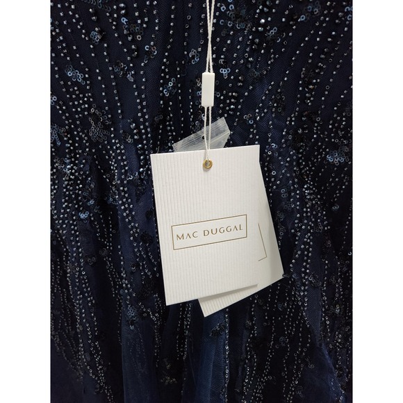 MacDuggal Embellished Flutter Sleeve Tulle Midnight Dress 4 - Picture 8 of 8